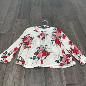 Old Navy girls Flowey long sleeve V-neck floral dressy shirt